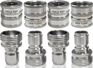 ¾ Stainless Steel Garden Hose Quick Connect Fittings | Plug & Coupler Set of 4 ¾ Stainless Steel Garden Hose Quick Connect Fittings | Plug & Coupler Set of 4