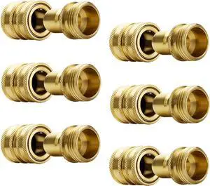 Garden Hose Quick Connect Water Hose Fittings - 3/4" Thread - High Grade Brass Durability and Leak Free Upgrade(6 PACK) Garden Hose Quick Connect Water Hose Fittings - 3/4" Thread - High Grade Brass Durability and Leak Free Upgrade(6 PACK)