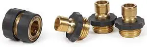 5/8" Brass and Steel Quick Hose Disconnect - Connect and Disconnect Between Multiple Hose Attachments | Automatic Shut-Off When Disconnected | 1 Female & 3 Male Fittings - 4 Count - (20136) 5/8" Brass and Steel Quick Hose Disconnect - Connect and Disconnect Between Multiple Hose Attachments | Automatic Shut-Off When Disconnected | 1 Female & 3 Male Fittings - 4 Count - (20136)