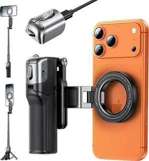 Magnetic Phone Camera Grip with Zoom Wheel, 4-in-1 Selfie Stick & TripodMAX 19" ExtendablePocket 4.8" Detachable Bluetooth Remote, Compatible with MagSafe for iPhone, Vlogging & Content Creation Magnetic Phone Camera Grip with Zoom Wheel, 4-in-1 Selfie Stick & TripodMAX 19" ExtendablePocket 4.8" Detachable Bluetooth Remote, Compatible with MagSafe for iPhone, Vlogging & Content Creation