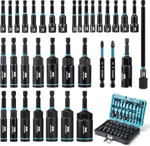 Magnetic Nut Driver Set, 35PCs Impact Driver Bit Set, Deep Nut Driver Set, Metric & SAE Nut Driver for Impact Drill, Wing Nut Driver, Quick-release Bit Holder, Drill Bit PH1 PH2, with Toolbox Magnetic Nut Driver Set, 35PCs Impact Driver Bit Set, Deep Nut Driver Set, Metric & SAE Nut Driver for Impact Drill, Wing Nut Driver, Quick-release Bit Holder, Drill Bit PH1 PH2, with Toolbox