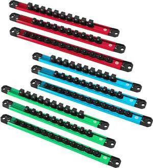 Magnetic Socket Organizer Set, 1/4, 3/8, 1/2 Aluminum Alloy Socket Rail with 96 Clips, Socket Holder for Tool Box Drawer, Tool Cart and Garage Organization(9PCS) Magnetic Socket Organizer Set, 1/4, 3/8, 1/2 Aluminum Alloy Socket Rail with 96 Clips, Socket Holder for Tool Box Drawer, Tool Cart and Garage Organization(9PCS)
