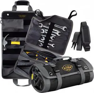 Black Pro Tool Roll Heavy-Duty Canvas Roll-Up Tool Organizer w/detachable pouches for Bolts, Sockets & Small Power Tools for Electricians, Plumbers, HVAC Techs & DIY Professionals Black Pro Tool Roll Heavy-Duty Canvas Roll-Up Tool Organizer w/detachable pouches for Bolts, Sockets & Small Power Tools for Electricians, Plumbers, HVAC Techs & DIY Professionals