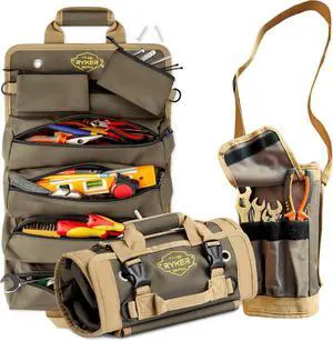 Tool Roll Organizer with Detachable Pockets Heavy Duty Roll-Up ToolBag for Mechanics, Electricians, Plumbers, Contractors, Garage & Job Site Use Gift for Dads (AP-TR) Tool Roll Organizer with Detachable Pockets Heavy Duty Roll-Up ToolBag for Mechanics, Electricians, Plumbers, Contractors, Garage & Job Site Use Gift for Dads (AP-TR)