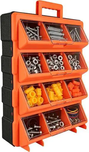 Tool Box Organizer,12-Compartment Portable Small Parts Organizer for Screws, Bolts,Nails,Washers, Wall-Mounted Hardware Storage Boxes for Garage, Truck, Workshop (Orange) Tool Box Organizer,12-Compartment Portable Small Parts Organizer for Screws, Bolts,Nails,Washers, Wall-Mounted Hardware Storage Boxes for Garage, Truck, Workshop (Orange)