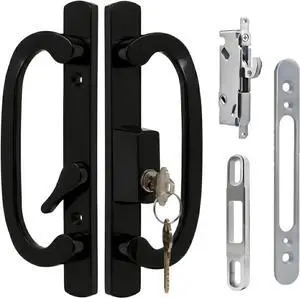 Universal Sliding Glass Door Handle Replacement with Mortise Lock Fits 3-15/16" Hole Spacing & 1-3/8" to 2" Thick Patio Doors, Non-Handed Offset Design, Sturdy Zinc Diecast, Black with Keyed Universal Sliding Glass Door Handle Replacement with Mortise Lock Fits 3-15/16" Hole Spacing & 1-3/8" to 2" Thick Patio Doors, Non-Handed Offset Design, Sturdy Zinc Diecast, Black with Keyed