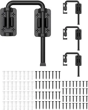 2.36 Inch U Patio Sliding Door Loop Lock Latch - Stainless Steel Home Security Loop Bolt Lock for Barn, Garden, Fence Gate, Window - Multi-Angle Installation Option (Black-4 Pcs) 2.36 Inch U Patio Sliding Door Loop Lock Latch - Stainless Steel Home Security Loop Bolt Lock for Barn, Garden, Fence Gate, Window - Multi-Angle Installation Option (Black-4 Pcs)