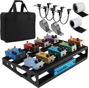 Guitar Pedal Board with Power Supply Tray, 15.7x12.2x3.1", Metal Bass Pedal Stand Black Effects Pedalboards with 4 Pcs 6 Inch Guitar Pedal Cable, Carrying Bag, Adhesive Hookside Tape(Angled) Guitar Pedal Board with Power Supply Tray, 15.7x12.2x3.1", Metal Bass Pedal Stand Black Effects Pedalboards with 4 Pcs 6 Inch Guitar Pedal Cable, Carrying Bag, Adhesive Hookside Tape(Angled)