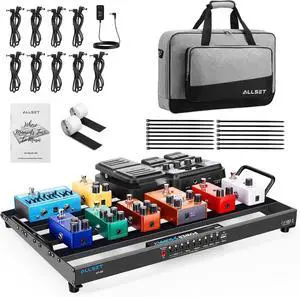 AP-80 Guitar Effects Pedal Board with Built-in High Current Power Supply | Noise Reduction | Durable Aluminum Case | Patch Cables& Portable Gig Bag|For Electric Guitar & Bass AP-80 Guitar Effects Pedal Board with Built-in High Current Power Supply | Noise Reduction | Durable Aluminum Case | Patch Cables& Portable Gig Bag|For Electric Guitar & Bass