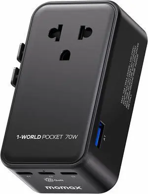 (2026 NEW) Universal Travel Adapter, Ultra-Thin 70W GaN International Plug Adapter with 3 USB-C, 1 USB-A and AC Outlet, Works in 200+ Countries, Not a Voltage Converter, for International Travel (2026 NEW) Universal Travel Adapter, Ultra-Thin 70W GaN International Plug Adapter with 3 USB-C, 1 USB-A and AC Outlet, Works in 200+ Countries, Not a Voltage Converter, for International Travel