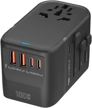 100W GaN Universal Travel Adapter International Power Adapter, with 5 USB(3 USB C) Charging Ports European Travel Plug Worldwide for US to Europe UK, EU, AU (Type C/G/A/I) Outlet Wall Charger 100W GaN Universal Travel Adapter International Power Adapter, with 5 USB(3 USB C) Charging Ports European Travel Plug Worldwide for US to Europe UK, EU, AU (Type C/G/A/I) Outlet Wall Charger