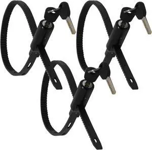Multi-Purpose Keyed Adjustable Zip Tie Lock - 3 Pack Keyed Alike - Black Stainless Steel Refrigerator Cabinet Bike Stroller Helmet Lock Multi-Purpose Keyed Adjustable Zip Tie Lock - 3 Pack Keyed Alike - Black Stainless Steel Refrigerator Cabinet Bike Stroller Helmet Lock