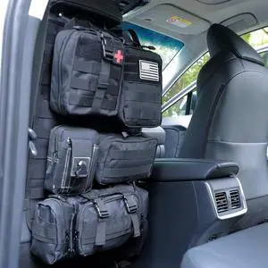 tactical car seat back organizer and storage truck seat covers with a Molle Vehicle Panel and 5 Different Size Molle Pouches for most models such as Jeep,SUV,Pickup(Black) tactical car seat back organizer and storage truck seat covers with a Molle Vehicle Panel and 5 Different Size Molle Pouches for most models such as Jeep,SUV,Pickup(Black)
