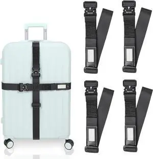 Luggage Straps for Suitcases TSA Approved Suitcase Belt, Stretchable Travel Strap for Luggage, Heavy Duty Metal Buckle Luggage Belt Strap 72" Long (4PK) Luggage Straps for Suitcases TSA Approved Suitcase Belt, Stretchable Travel Strap for Luggage, Heavy Duty Metal Buckle Luggage Belt Strap 72" Long (4PK)