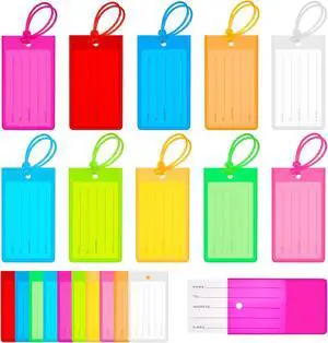 100 Pcs Plastic Luggage Tags Assorted Name Identification Labels Flexible Suitcase Tags for Travel Baggage, 10 Colors (Plastic) 100 Pcs Plastic Luggage Tags Assorted Name Identification Labels Flexible Suitcase Tags for Travel Baggage, 10 Colors (Plastic)