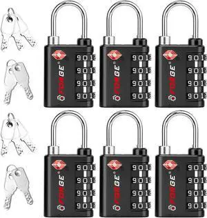 Dual-Opening: Key or Combination Lock, TSA Approved Lock for Luggage, Pelican case, Travel, Gym, School, Luggage Combination Lock, Travel Bag Lock (Black 6 Pk) Dual-Opening: Key or Combination Lock, TSA Approved Lock for Luggage, Pelican case, Travel, Gym, School, Luggage Combination Lock, Travel Bag Lock (Black 6 Pk)