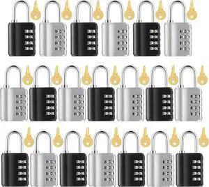 20 Pcs Combination Padlock 4 Digit Combination Lock with Keys Locker Resetable Security Outdoor Waterproof Lock for School Sports Gym Locker Employee Fence Case (Silver and Black) 20 Pcs Combination Padlock 4 Digit Combination Lock with Keys Locker Resetable Security Outdoor Waterproof Lock for School Sports Gym Locker Employee Fence Case (Silver and Black)