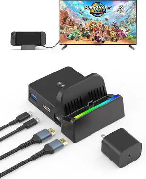Switch 2 Dock with 60W Charger & HDMI Cable, 4K TV Docking Station for Nintendo Switch 2, All-in-One Game Accessories Set, Portable Travel Charging Stand Base, AC Adapter Power Cord Switch 2 Dock with 60W Charger & HDMI Cable, 4K TV Docking Station for Nintendo Switch 2, All-in-One Game Accessories Set, Portable Travel Charging Stand Base, AC Adapter Power Cord