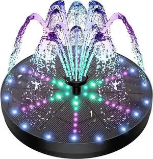 Upgraded Solar Fountain Bird Bath with 60 LED Lights, Solar Powered Water Fountain Pump with 4000mAh Battery 7 Nozzles 4 Fixers, for Garden Patio Pond Birdbath Pool Upgraded Solar Fountain Bird Bath with 60 LED Lights, Solar Powered Water Fountain Pump with 4000mAh Battery 7 Nozzles 4 Fixers, for Garden Patio Pond Birdbath Pool