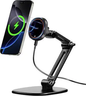 Qi2 15W Wireless Charger Stand for MagSafe, Height Adjustable Foldable iPhone Stand with Metal Base for iPhone 17/16/15/14/13/12 Series, No Adapter Qi2 15W Wireless Charger Stand for MagSafe, Height Adjustable Foldable iPhone Stand with Metal Base for iPhone 17/16/15/14/13/12 Series, No Adapter