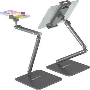 Ergonomic Phone iPad Stand for Desk - Ultra Sturdy Base, Adjustable & Foldable Mobile Holder with 2 Extendable Clamps, Work from Home Essentials Compatible with iPhone/iPad (1 Pack) Ergonomic Phone iPad Stand for Desk - Ultra Sturdy Base, Adjustable & Foldable Mobile Holder with 2 Extendable Clamps, Work from Home Essentials Compatible with iPhone/iPad (1 Pack)