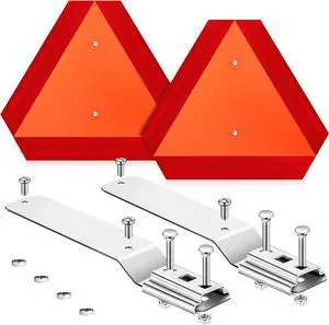 2 Sets Slow Moving Vehicle Sign with Mounting Bracket, 14 x 16 Inch Aluminum Triangle SMV Warning Reflective Sign, up to 7 Years Outdoor Use for Tractor, Golf Cart, ATV, UTV 2 Sets Slow Moving Vehicle Sign with Mounting Bracket, 14 x 16 Inch Aluminum Triangle SMV Warning Reflective Sign, up to 7 Years Outdoor Use for Tractor, Golf Cart, ATV, UTV