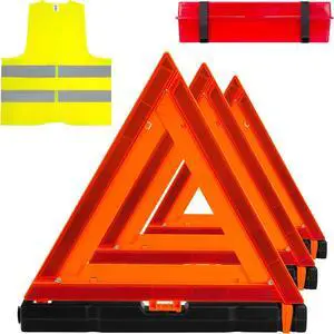 3Pack Car Warning Triangle Heavy Reflective Warning Road Safety Triangle Kit Suitable for car Breakdown and Temporary Parking on the Road. 3Pack Car Warning Triangle Heavy Reflective Warning Road Safety Triangle Kit Suitable for car Breakdown and Temporary Parking on the Road.
