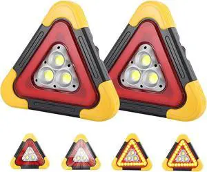 2Pcs LED Emergency Triangle Solar Charging Safety Triangle 5 Mode 2Pcs LED Emergency Triangle Solar Charging Safety Triangle 5 Mode