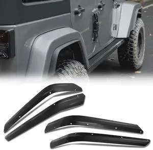 Front & Rear Fender Liner Fender Trim Extension Protector Compatible with 2007-2018 Jeep Wrangler JK JKU Front & Rear Fender Liner Fender Trim Extension Protector Compatible with 2007-2018 Jeep Wrangler JK JKU