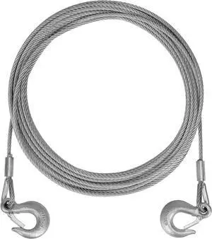 Galvanized Steel Winch Cable, 1/4 x 50ft Wire Rope with Hook, 8,000 lbs Breaking Strength, Heavy Duty Towing Cable, for Rollback, Crane, Wrecker, Tow Truck, UTV Galvanized Steel Winch Cable, 1/4 x 50ft Wire Rope with Hook, 8,000 lbs Breaking Strength, Heavy Duty Towing Cable, for Rollback, Crane, Wrecker, Tow Truck, UTV