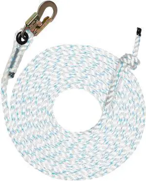 5/8" x 75' with Steel Snaphook Ends and Thimble Ends Polyester Composite Vertical Lifeline Rope, Great As Safety Line/Safety Rope for Anchorage Points/Roof Anchoring 5/8" x 75' with Steel Snaphook Ends and Thimble Ends Polyester Composite Vertical Lifeline Rope, Great As Safety Line/Safety Rope for Anchorage Points/Roof Anchoring