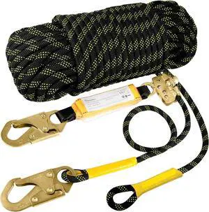 TRSMIMA Rope Harness Safety Lanyard25/50/100/150ft Vertical Roofing Rope Grab Snap Hooks Shock Absorber Fall Protection Kit TRSMIMA Rope Harness Safety Lanyard25/50/100/150ft Vertical Roofing Rope Grab Snap Hooks Shock Absorber Fall Protection Kit