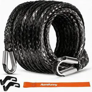 Synthetic Winch Rope Extension, 3/8Inch x 50Ft 26500 Lbs Winch Extension Cable Replacement Tow Ropes Line for Off Road Vehicle ATV UTV Truck SUV Jeep (Black) Synthetic Winch Rope Extension, 3/8Inch x 50Ft 26500 Lbs Winch Extension Cable Replacement Tow Ropes Line for Off Road Vehicle ATV UTV Truck SUV Jeep (Black)
