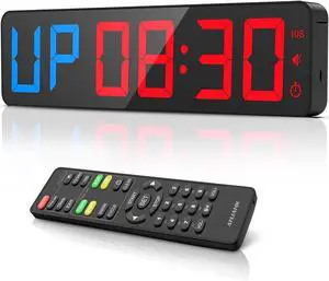 Gym Timer 15"Large LED Display Wall Clock, Gym Interval Workout Count Down & Up Stopwatch, Adjustable Buzzer Volume/Upgraded Remote Digital Timer for Fitness, Classroom, Home Garage and Outdoor Gym Timer 15"Large LED Display Wall Clock, Gym Interval Workout Count Down & Up Stopwatch, Adjustable Buzzer Volume/Upgraded Remote Digital Timer for Fitness, Classroom, Home Garage and Outdoor