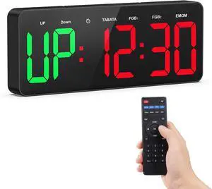 Gym Timer Clock Large Display, 12" LED Exercise Workout Interval Timer with Remote for Boxing Tabata/FGB/EMOM,Countdown/Up,Stopwatch Clock for Sports,Home Gym,Yoga,Garage,Office,Classroom Gym Timer Clock Large Display, 12" LED Exercise Workout Interval Timer with Remote for Boxing Tabata/FGB/EMOM,Countdown/Up,Stopwatch Clock for Sports,Home Gym,Yoga,Garage,Office,Classroom