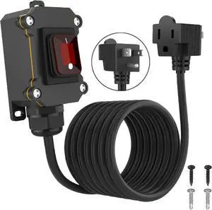Inline Cord Switch with 16.5ft 14AWG Cable Piggyback Plug(3-Pronged), IP67 Waterproof Switched Extension Cord, AC/DC 20A-125V, 16A-250V Inline Power Switch (16.5FT) Inline Cord Switch with 16.5ft 14AWG Cable Piggyback Plug(3-Pronged), IP67 Waterproof Switched Extension Cord, AC/DC 20A-125V, 16A-250V Inline Power Switch (16.5FT)
