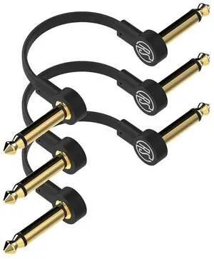 Guitar Flat Patch Cables (Pack of 3) - 18 Inch C-Shape Ultra-Thin Effect Guitar Pedal Patch Cables - Right-Angle, Black with Durable Gold Plated Connectors, Maximize Pedalboard Space Guitar Flat Patch Cables (Pack of 3) - 18 Inch C-Shape Ultra-Thin Effect Guitar Pedal Patch Cables - Right-Angle, Black with Durable Gold Plated Connectors, Maximize Pedalboard Space