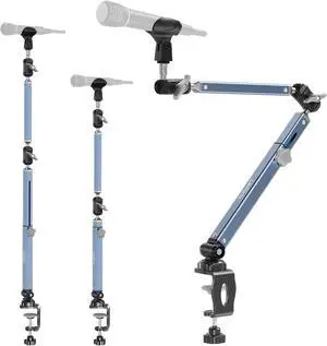 Microphone Boom Arm 360° Rotatable Foldable Adjustable Desk Mic Stand Desk Mount Sturdy Aluminum Alloy for Podcast Video Gaming Meeting Studio (Clip-On) Microphone Boom Arm 360° Rotatable Foldable Adjustable Desk Mic Stand Desk Mount Sturdy Aluminum Alloy for Podcast Video Gaming Meeting Studio (Clip-On)