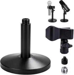 Desktop Microphone Stand for Shure SM58/SM7B/MV7 +,Fifine K669B,Blue Yeti,Hyper X QuadCast,Premium Detachable Base with Mic Spring Clip for Sound Pickup,Podcast & Recording Desktop Microphone Stand for Shure SM58/SM7B/MV7 +,Fifine K669B,Blue Yeti,Hyper X QuadCast,Premium Detachable Base with Mic Spring Clip for Sound Pickup,Podcast & Recording