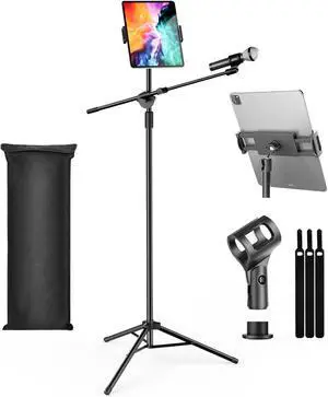 Mic Stand, Microphone Stand Floor with Phone/Tablet Holder, Height Adjustable Boom Mic Stand Tripod With Carrying Bag for Singing Karaoke Stage Mic Stand, Microphone Stand Floor with Phone/Tablet Holder, Height Adjustable Boom Mic Stand Tripod With Carrying Bag for Singing Karaoke Stage