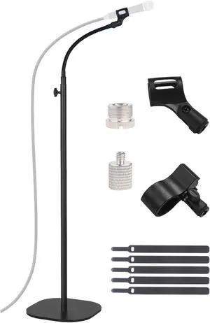 Microphone Stand, Gooseneck Mic Stand Floor for Singing Height Adjustable from 36" to 66" with Heavy Duty Base for Samson Q2U Fifine AM8 Blue Yeti Elgato AT2020 AT2040 Microphone Stand, Gooseneck Mic Stand Floor for Singing Height Adjustable from 36" to 66" with Heavy Duty Base for Samson Q2U Fifine AM8 Blue Yeti Elgato AT2020 AT2040