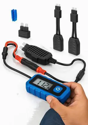 New! 30 Amp Fuse Slot Circuit Tester with LCD Display Measures Amp Draw in ATC, Micro, Mini Fuse Slots Includes Adapters, Fuse Puller, Storage Pouch, Compatible with CEN-TECH Testers New! 30 Amp Fuse Slot Circuit Tester with LCD Display Measures Amp Draw in ATC, Micro, Mini Fuse Slots Includes Adapters, Fuse Puller, Storage Pouch, Compatible with CEN-TECH Testers