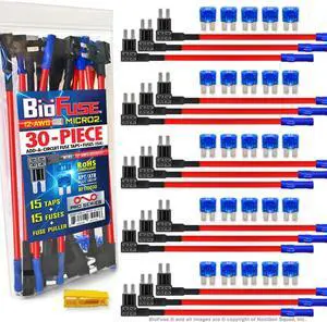 12 AWG Micro2 APT ATR 30 Piece Automotive Car Fuses and Holders Pack: (15) Add a Circuit Fuse Tap Adapters, (15) 15A Micro 2 Blade Fuses + Fuse Puller 12 AWG Micro2 APT ATR 30 Piece Automotive Car Fuses and Holders Pack: (15) Add a Circuit Fuse Tap Adapters, (15) 15A Micro 2 Blade Fuses + Fuse Puller