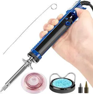 929D-V Electric Desoldering Soldering Iron Sucker Desoldering Pump Tool with 1.0mm & 1.2mm Nozzles, Desoldering Gun with Wick & Cleaning Pin for Through-Hole Solder Removal 929D-V Electric Desoldering Soldering Iron Sucker Desoldering Pump Tool with 1.0mm & 1.2mm Nozzles, Desoldering Gun with Wick & Cleaning Pin for Through-Hole Solder Removal