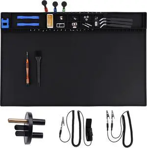 Anti Static Mat 20.9" x 13.5" ESD Safe Electronics Repair Mat with Grounding Accessories, Heat Resistant 932°F Eelectronic Work Mat for iPhone, iPad, Laptop, Computer,Camera Repair Anti Static Mat 20.9" x 13.5" ESD Safe Electronics Repair Mat with Grounding Accessories, Heat Resistant 932°F Eelectronic Work Mat for iPhone, iPad, Laptop, Computer,Camera Repair