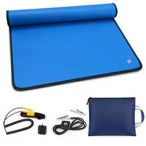 Portable Anti Static ESD Mat Kit for PC Building & Electronics Repair Static Dissipative Protection with Wrist Strap, Alligator Clip & Grounding Plug for DIY, Students & Home PC Upgrades (Upgraded) Portable Anti Static ESD Mat Kit for PC Building & Electronics Repair Static Dissipative Protection with Wrist Strap, Alligator Clip & Grounding Plug for DIY, Students & Home PC Upgrades (Upgraded)