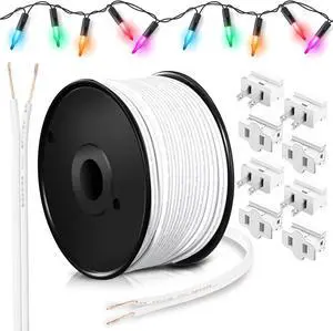 Low Voltage Landscape Wire 18/2 Commercial 6 Vampire Plugs 18 Gauge Outdoor Electrical Wire for Christmas Lamp Extension Cable Lighting (White, 250ft, SPT-2) Low Voltage Landscape Wire 18/2 Commercial 6 Vampire Plugs 18 Gauge Outdoor Electrical Wire for Christmas Lamp Extension Cable Lighting (White, 250ft, SPT-2)