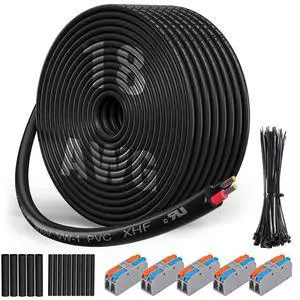 UL Listed 18 Ga Wire 2 Conductor Electrical Wire Tinned Copper Stranded PVC Cord for Automotive Lamp Cord Wire Marine Cable RV 100Ft Black UL Listed 18 Ga Wire 2 Conductor Electrical Wire Tinned Copper Stranded PVC Cord for Automotive Lamp Cord Wire Marine Cable RV 100Ft Black