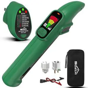 Circuit Breaker Finder Tool Kit GFCI Outlet Tester NCV Detector for 90-135V AC Electrical Circuit Tracer with Light Socket & 3-2 Prong Grounding & Clip Adapter Storage Bag Batteries Circuit Breaker Finder Tool Kit GFCI Outlet Tester NCV Detector for 90-135V AC Electrical Circuit Tracer with Light Socket & 3-2 Prong Grounding & Clip Adapter Storage Bag Batteries