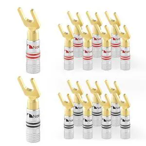 GrubLock 24k Gold Plated Spade Y Banana Plugs, 10-18 AWG GrubLock 24k Gold Plated Spade Y Banana Plugs, 10-18 AWG
